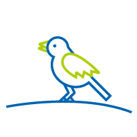 Iceon mit einem zwitschernden Vogel