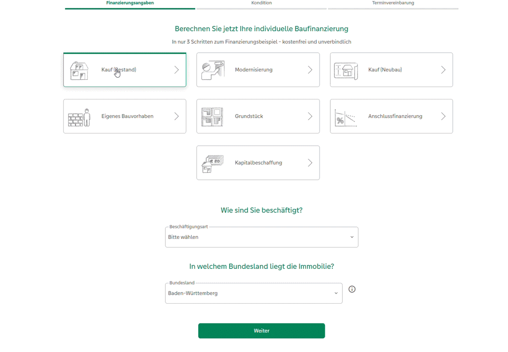 Vorschau für den Service der Finanzierungsbestätigung