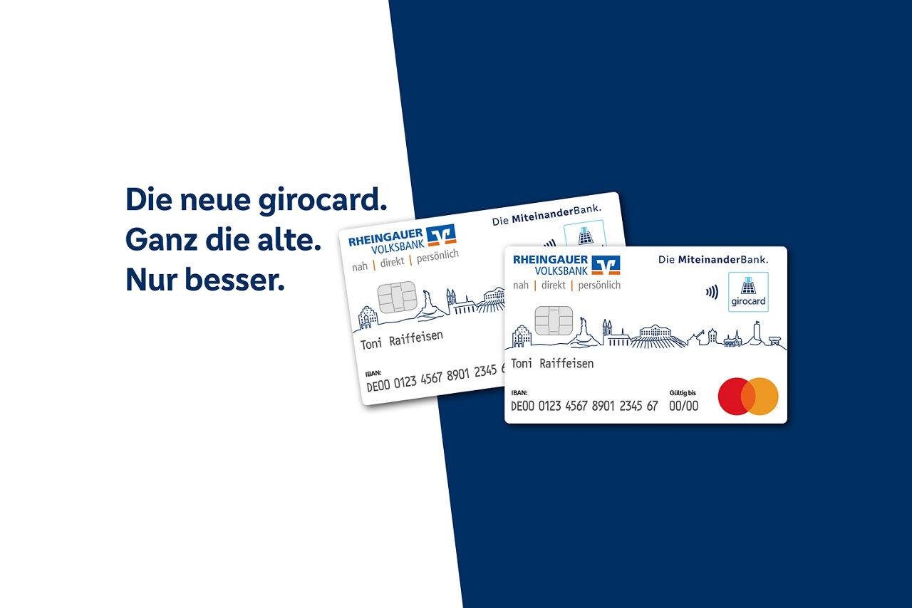 Grafik auf der zwei Mal die neue girocard abgebildet ist