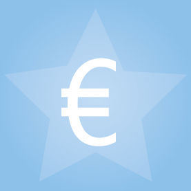 Icon weißes Eurosymbol auf blauem Grund