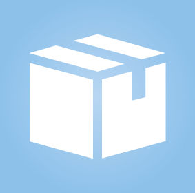 Icon-Paket: Weißes Paket auf blauem Grund