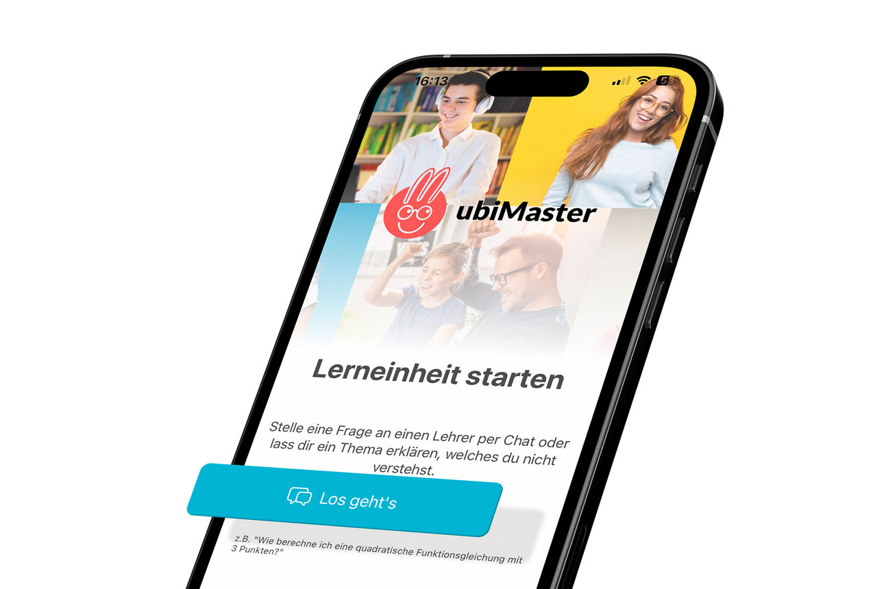Ein Smartphone auf dessen Screen ubiMaster angezeigt wird