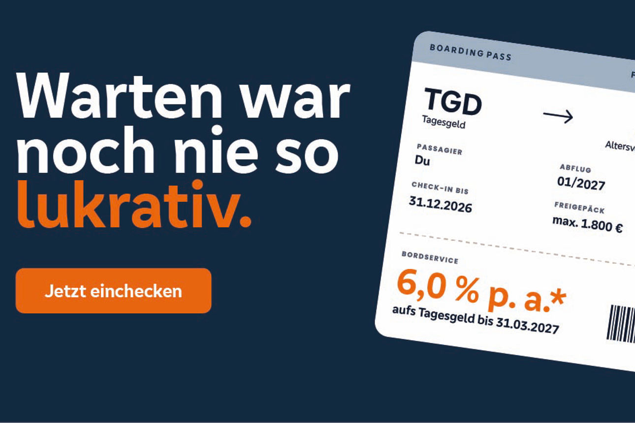 Boarding Pass Aktions-Tagesgeld Flug AVD 2027 mit 6,0 Prozent Zinsen p.a. und 1.800 Euro Freigepäck