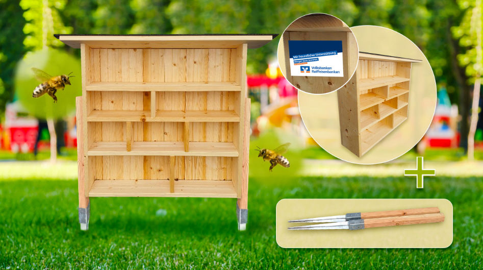  Der Holzbienenstock Am ist aus Naturholz gefertigt und hat fünf Ablagen
