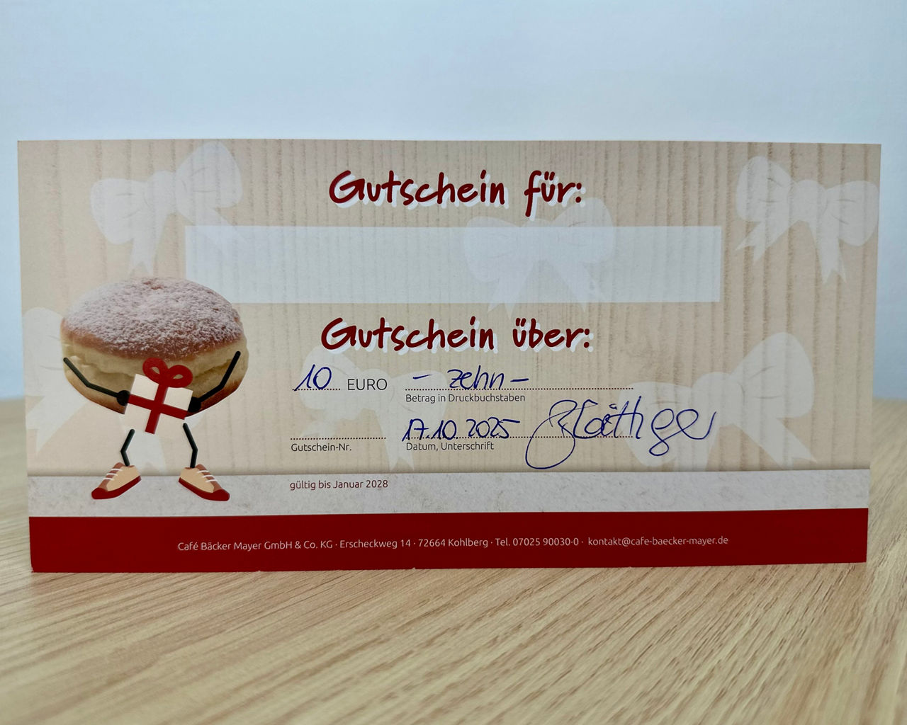 10 € - Gutschein Café Bäcker Mayer