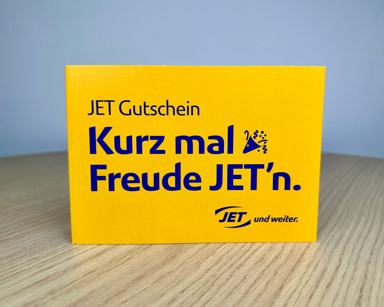 Bild JET-Gutschein mit dem Schriftszug "Kurz mal Freude JET`n".