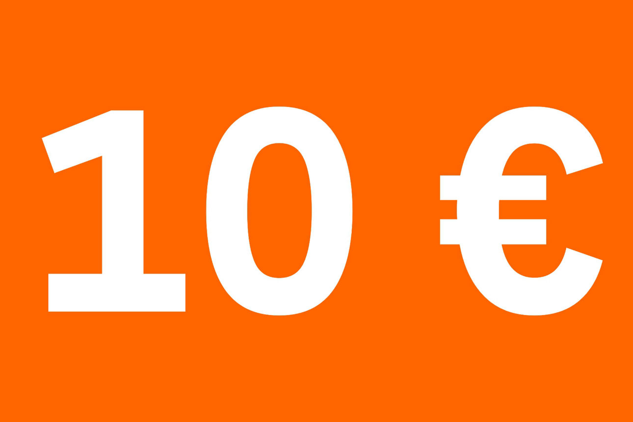 10 Euro auf orangefarbenen Hintergrund