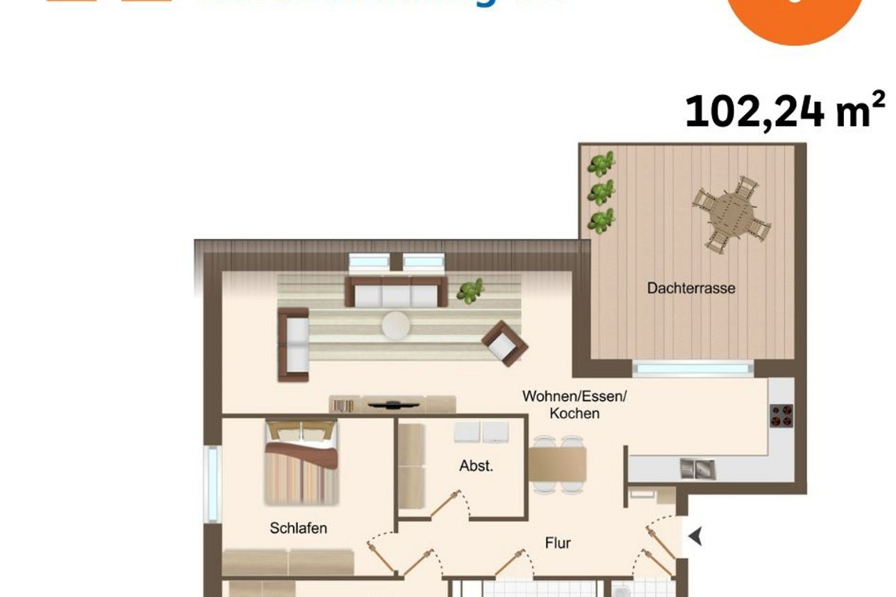 Grundriss einer Wohnung.