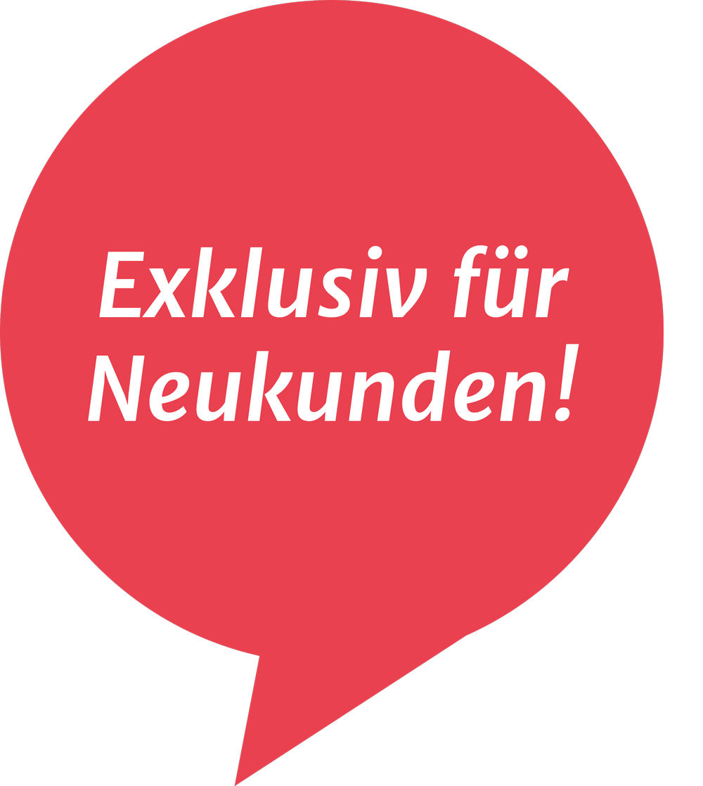 Sprechblase mit Exklusiv für Neukunden Aufschrift