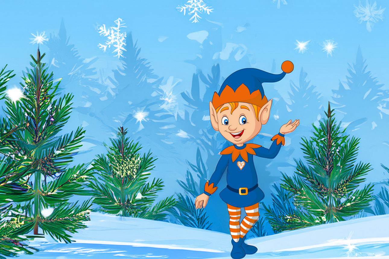 gezeichneiter Bankwichtel in der Winterlandschaft