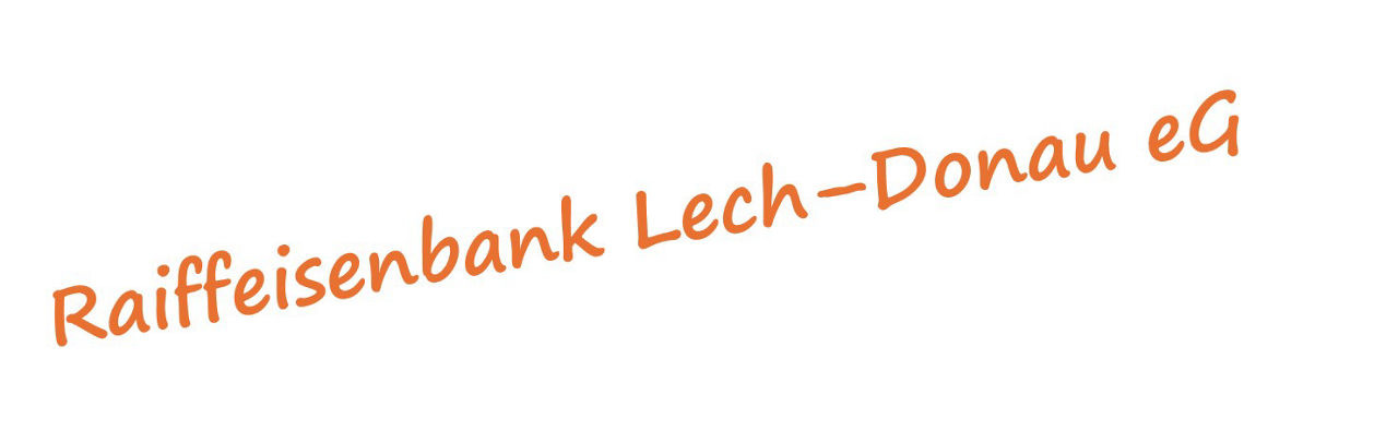 Logo der Raiffeisenbank Lech-Donau eG in orangener Schrift