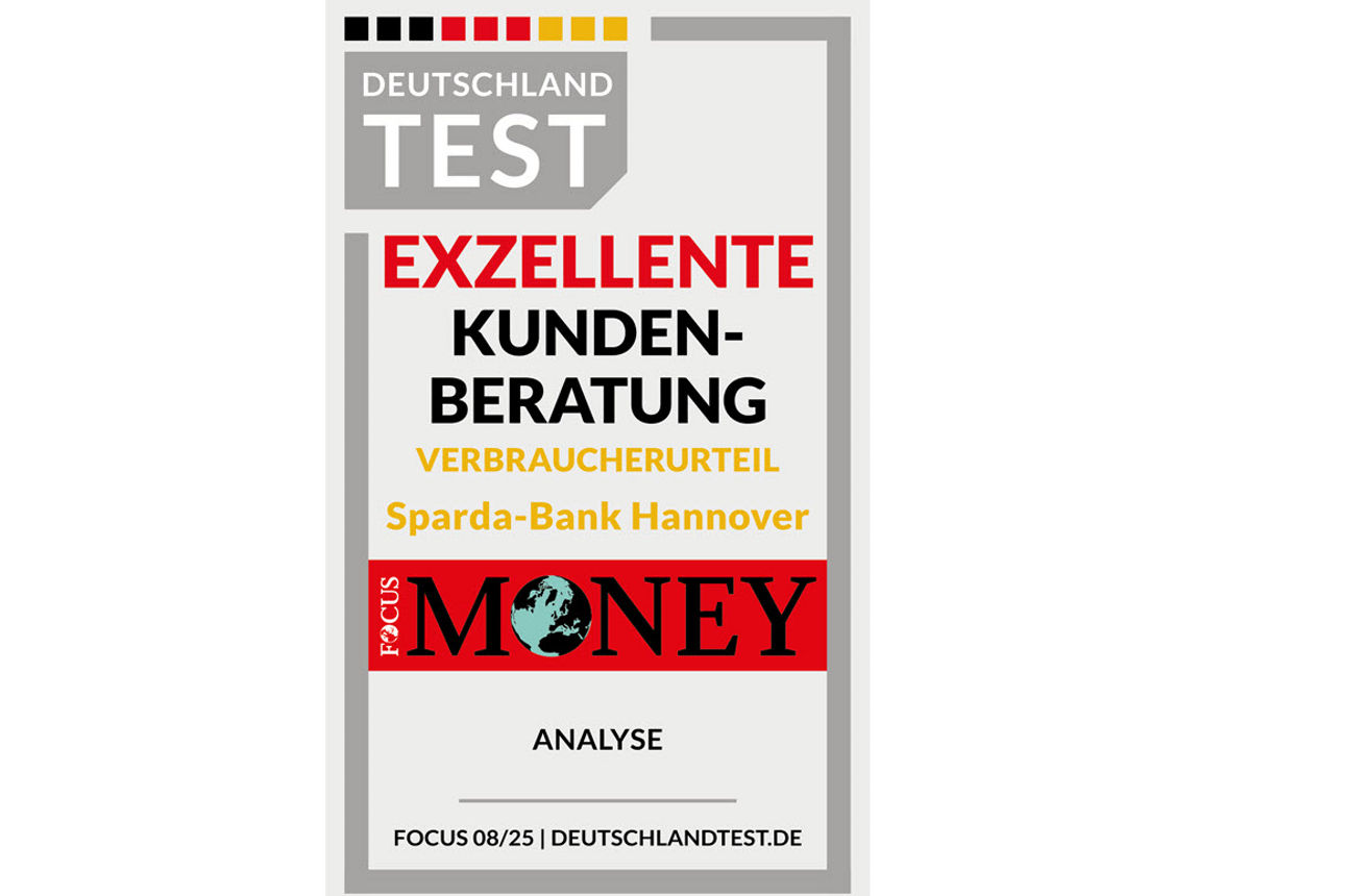 Siegel Exzellente Kundenberatung mit Logo von Fokus Money