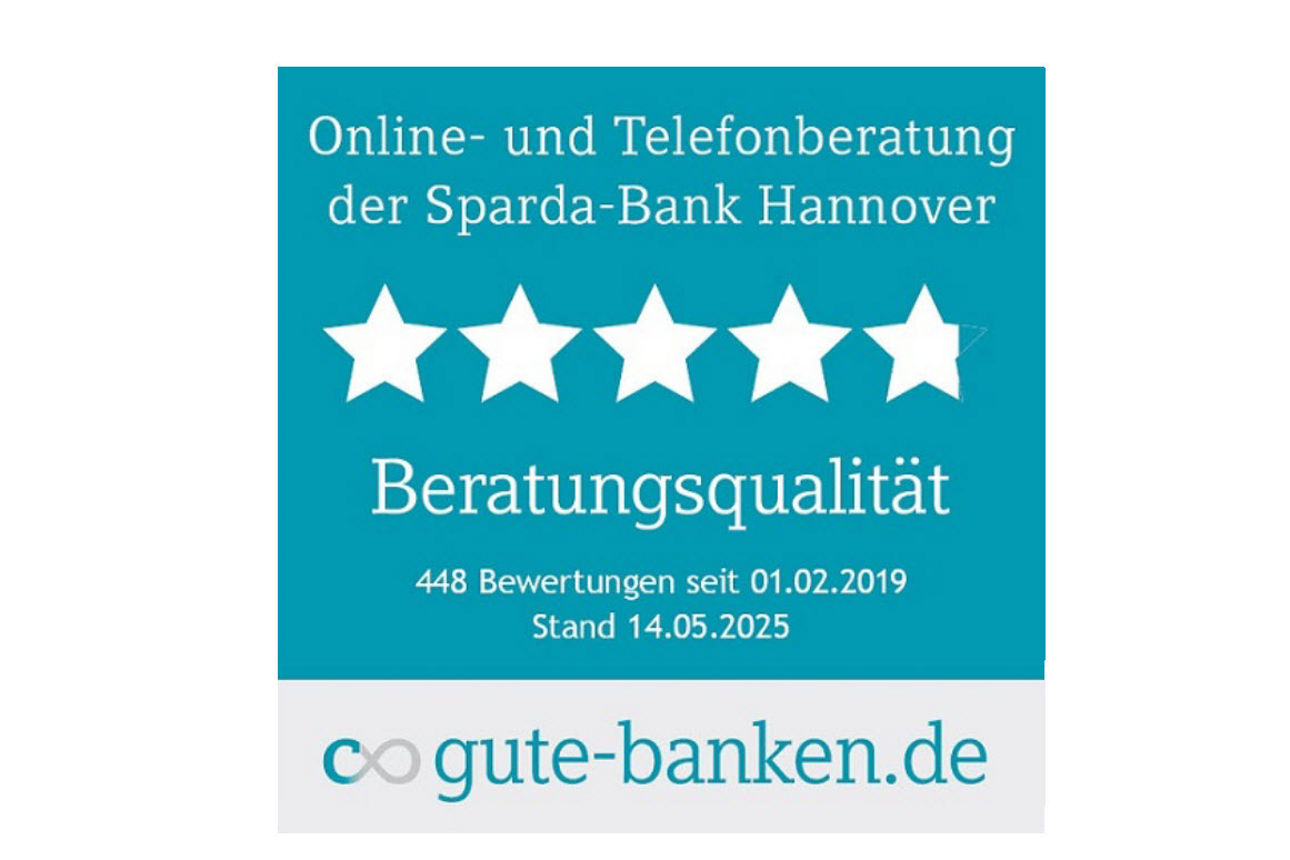 Siegel gute-banken.de mit 4,75 Sternen