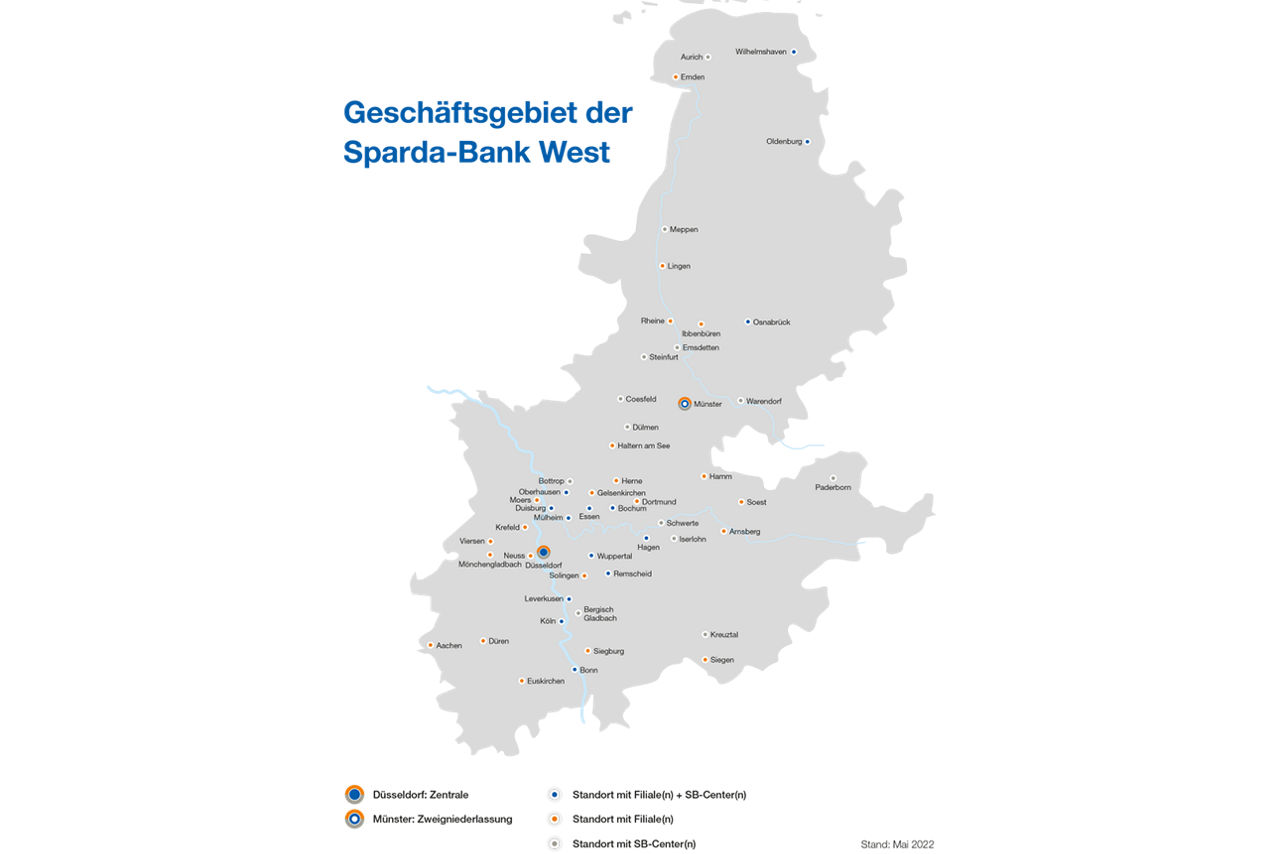 Alle Filialen auf einer Karte mit Ort 