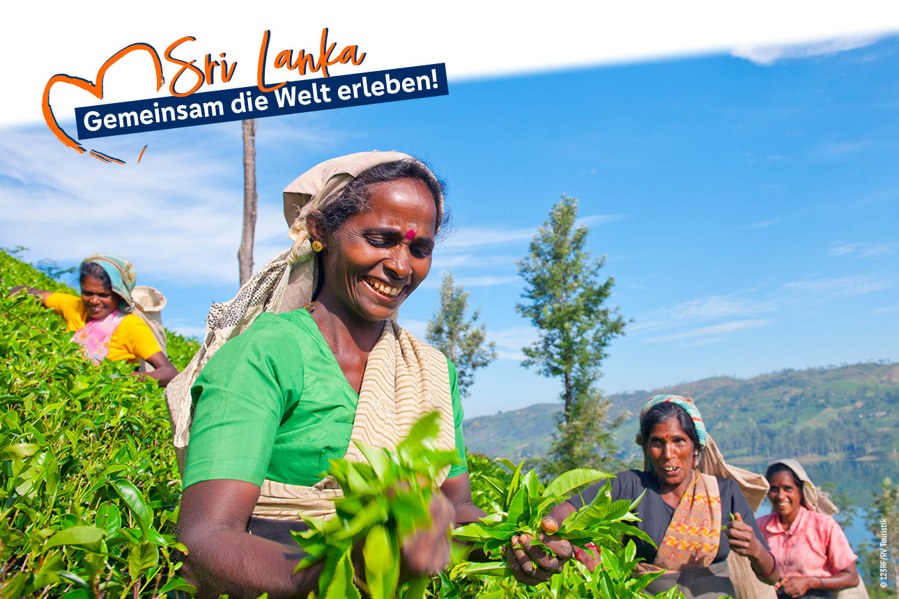 Bild von SriLanka mit mehreren Fraun auf einem Feld