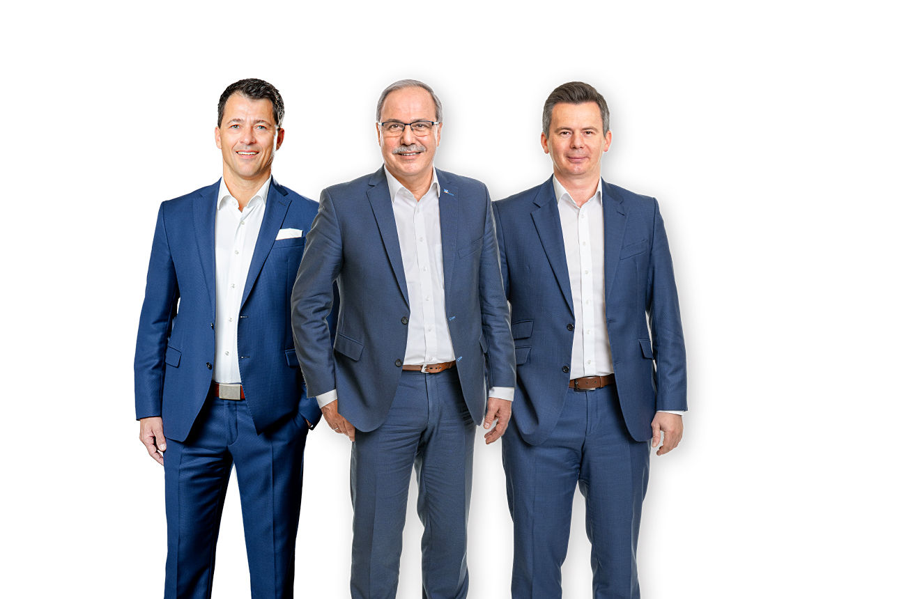 Von links: Vorstandsmitglied Tobias Belesnai, Vorstandsvorsitzender Dieter Karle, stv. Vorsitzender Harald Braun