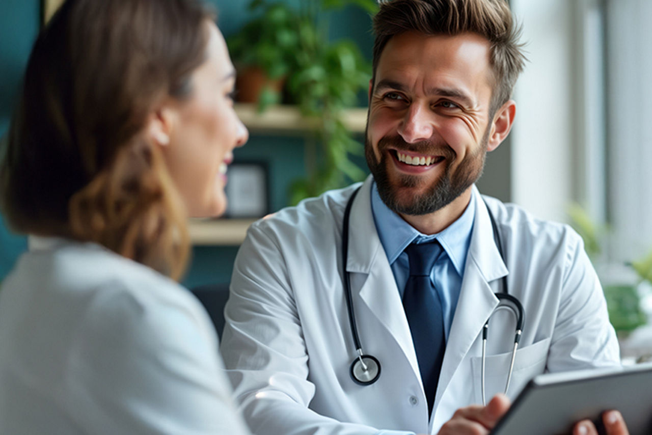 Arzt in der Besprechung mit einer Patientin