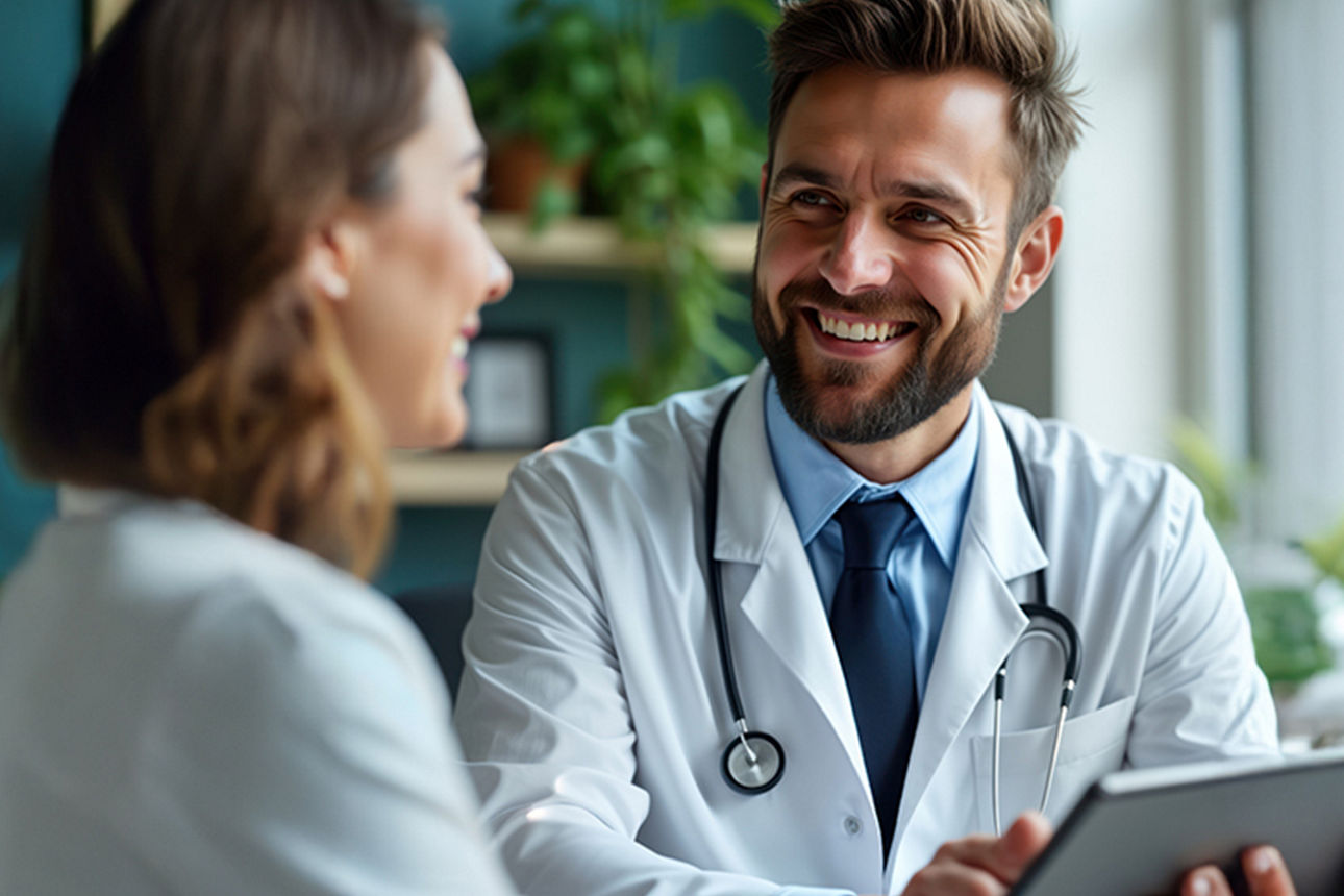 Arzt in der Besprechung mit einer Patientin