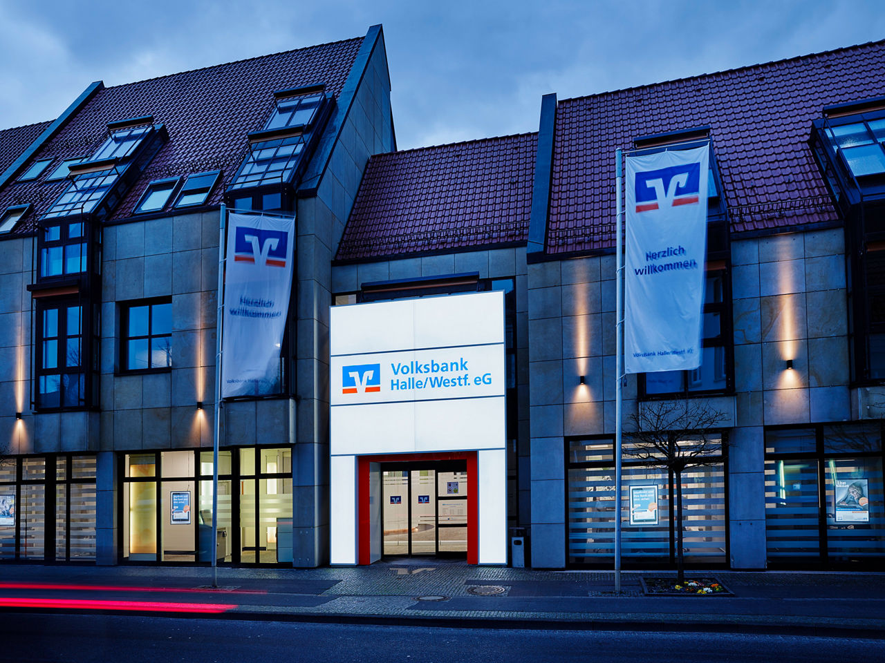 Ansicht der Fassade des Bankgebäudes