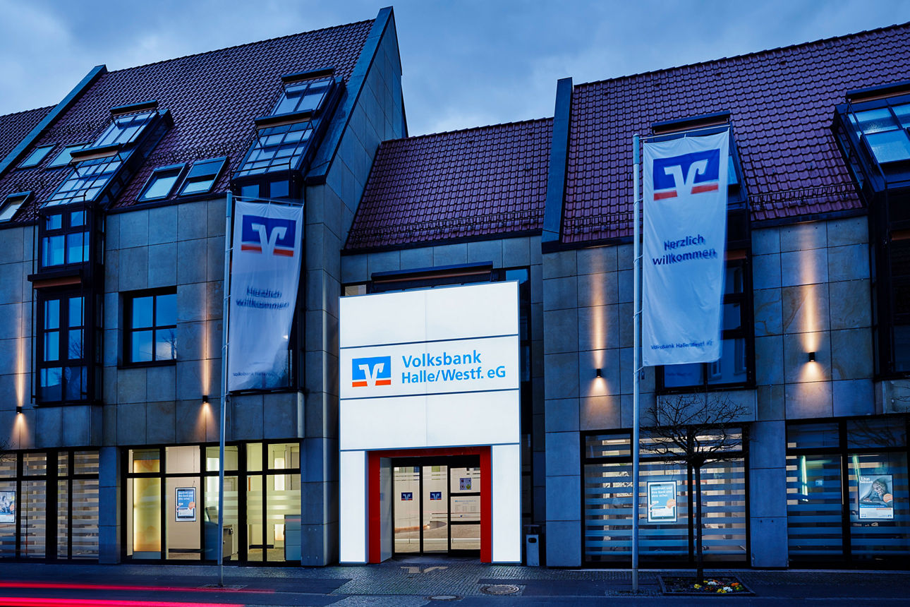 Ansicht der Fassade des Bankgebäudes