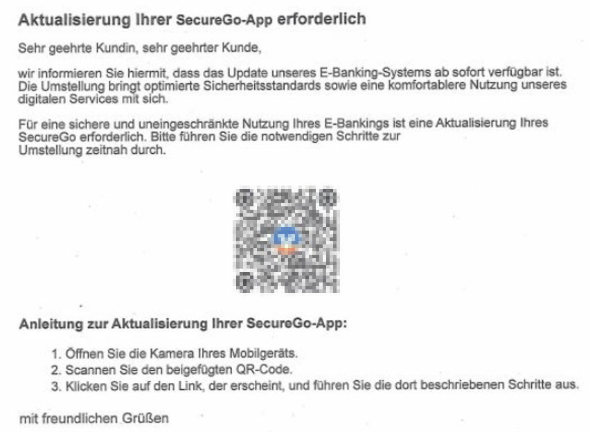 Beispielbild von einem Quishing-Brief