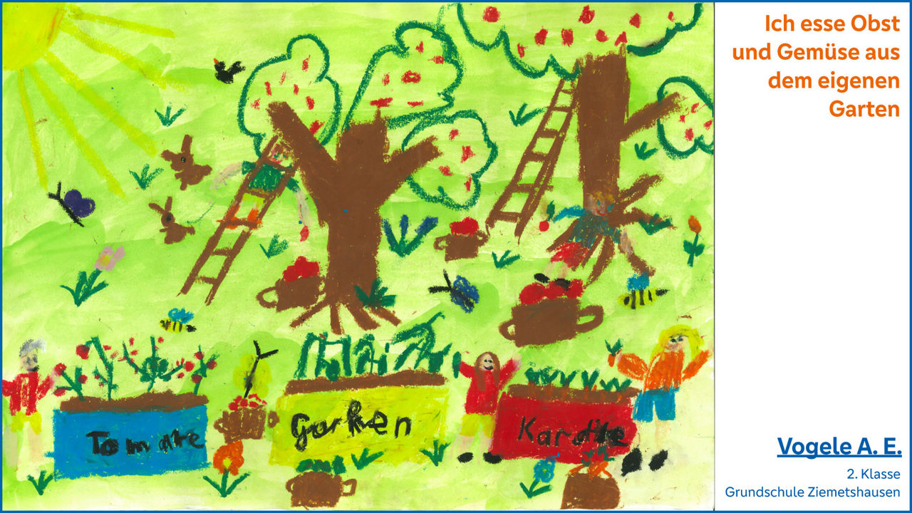 Ich esse Obst und Gemüse aus dem eigenen Garten