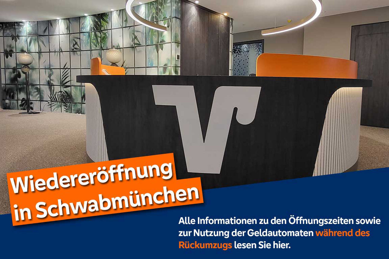 Empfangsschalter mit Raiffeisenbank Logo