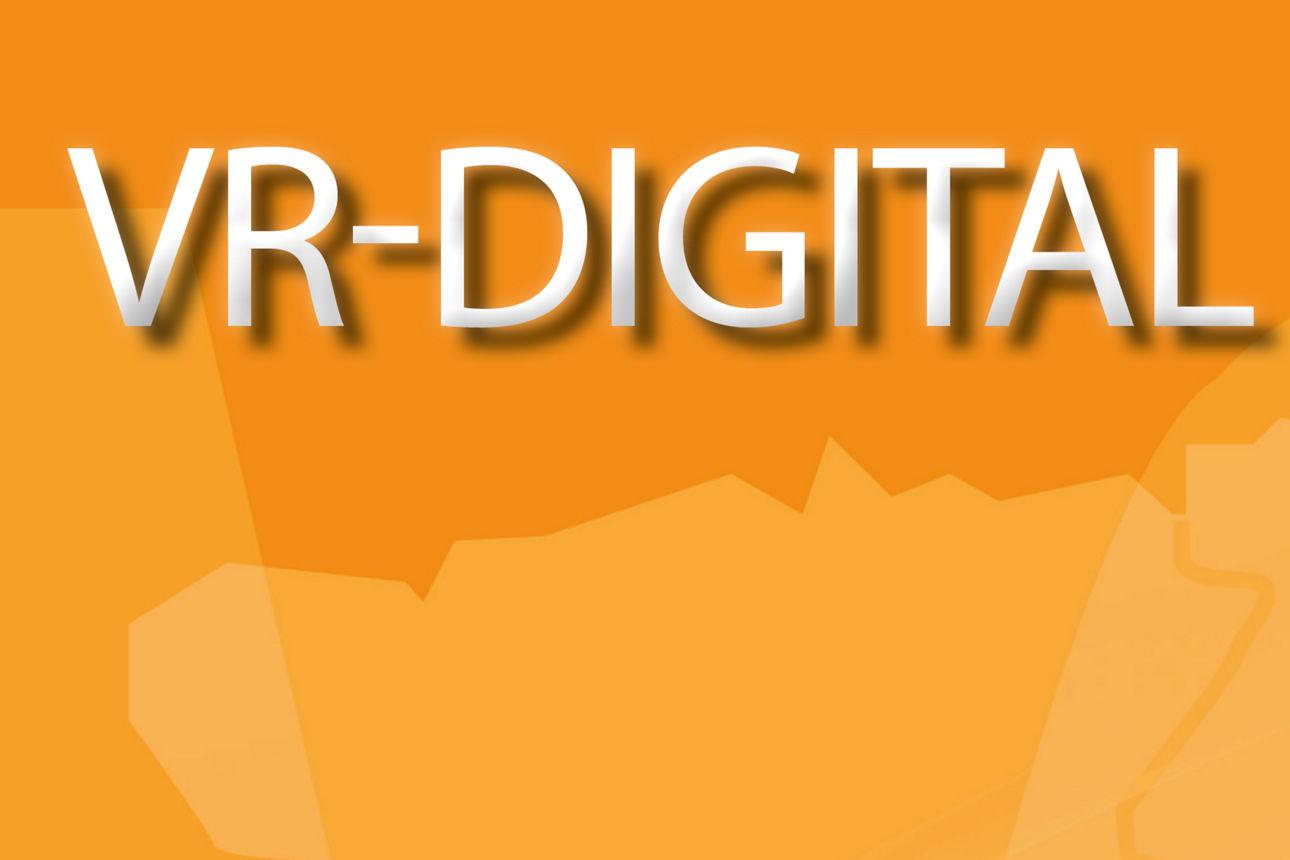 Orangener Banner mit der Aufschrift VR-Digital