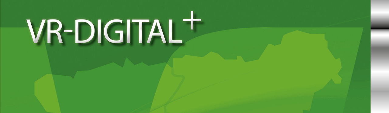 Grüner Banner mit der Aufschrift "VR-Digital+"
