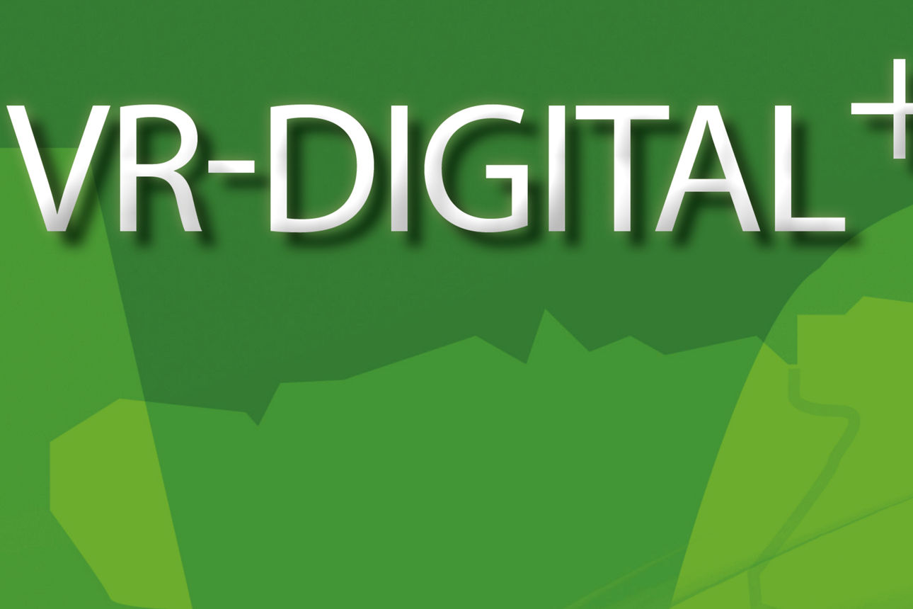 Grüner Banner mit der Aufschrift "VR-Digital+"