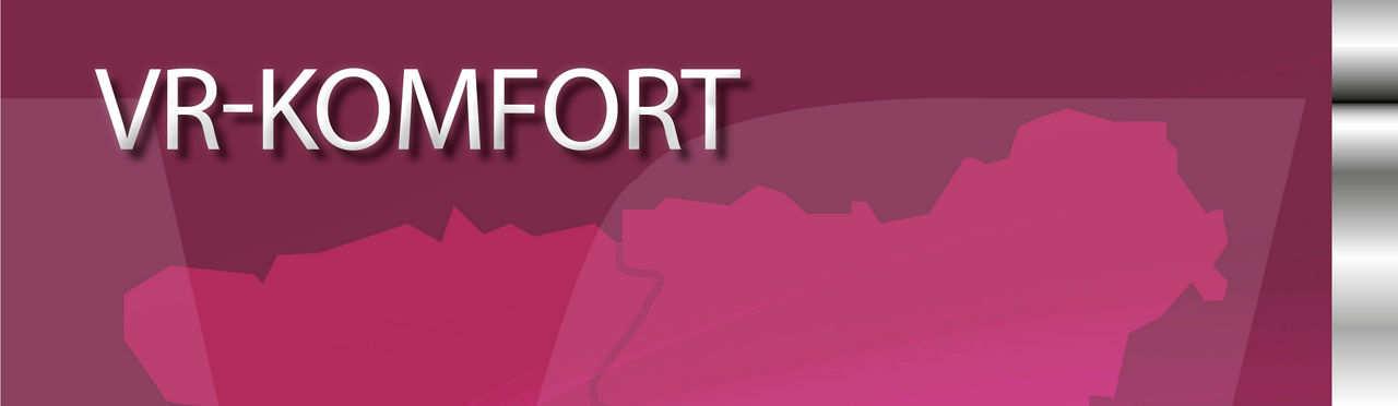Roter Banner mit der Aufschrift "VR-Komfort"
