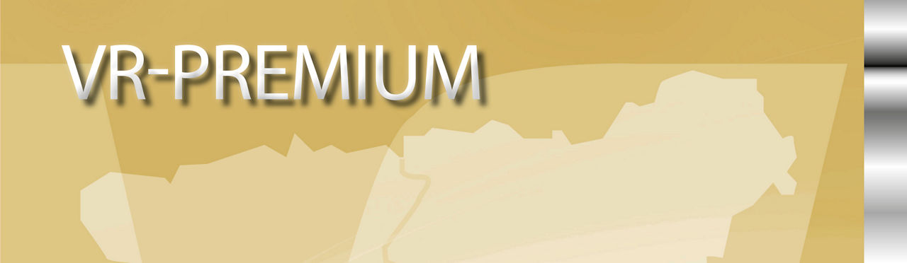 Gelber Banner mit der Aufschrift "VR-Premium"