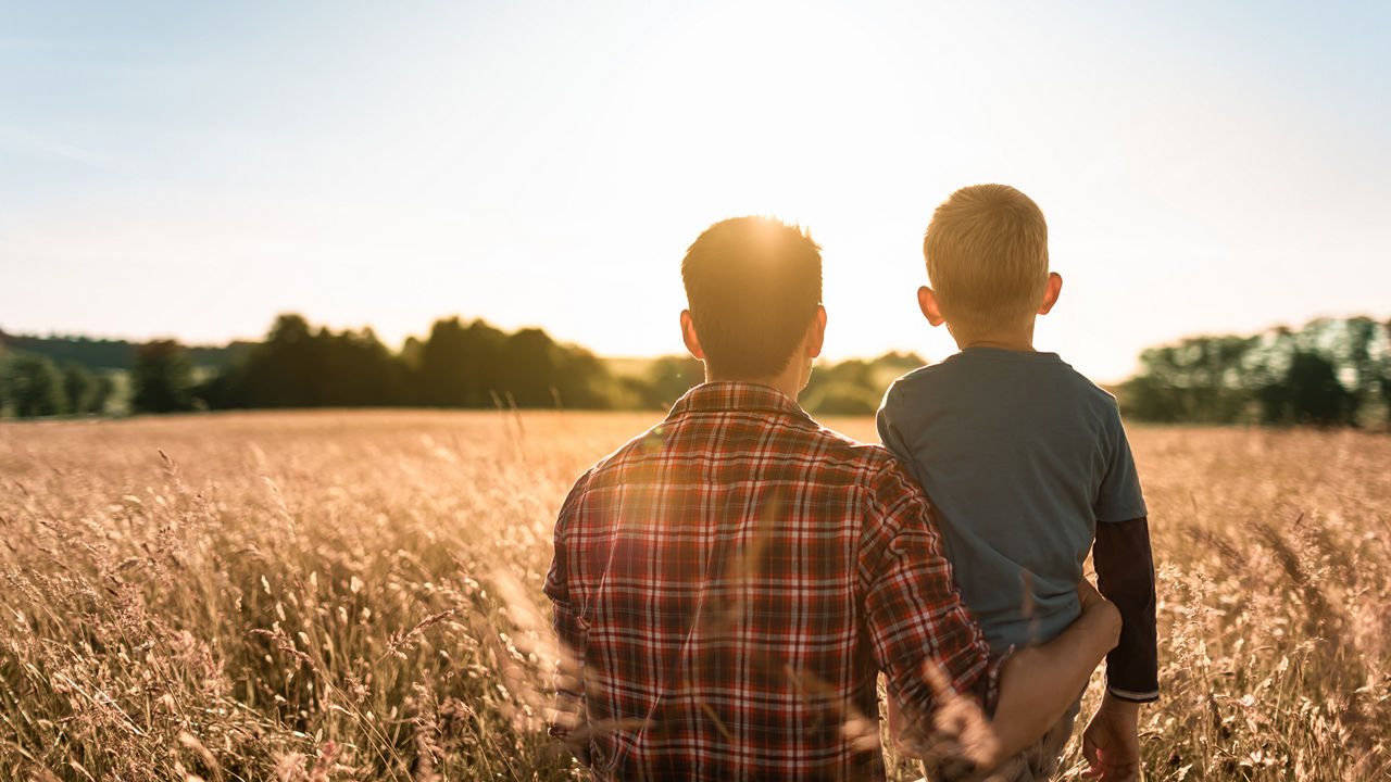Fatherhood, father son relationship, and parenting concept.