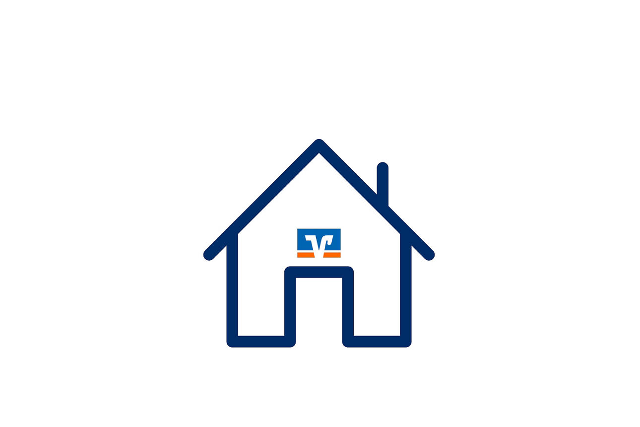 Piktogramm von Haus mit VR-Logo