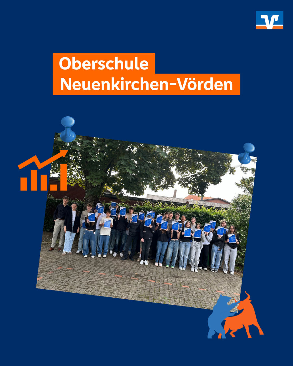 Gruppenbild mit Teilnehmern vom VR-Börsenspiel