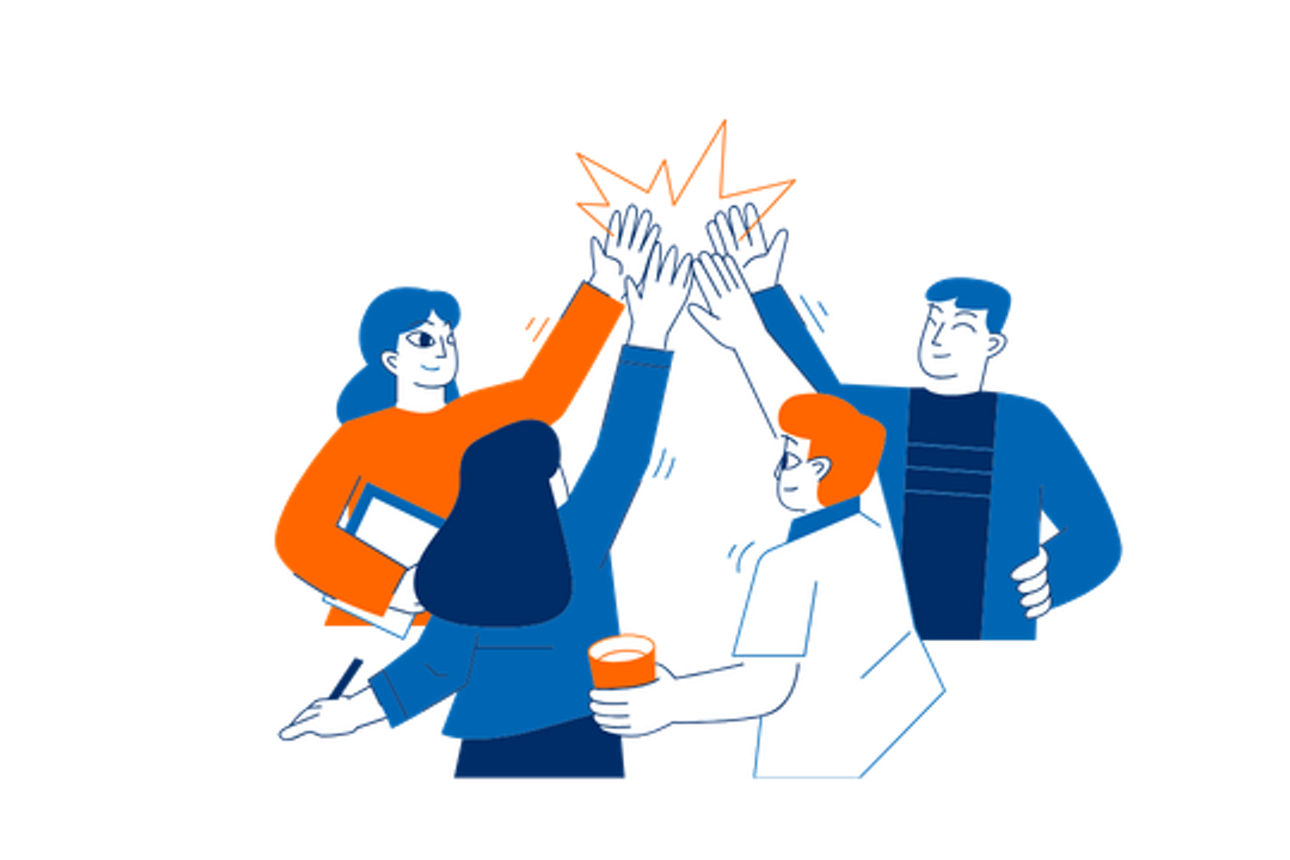 Illustration eines Teams as sich abklatscht