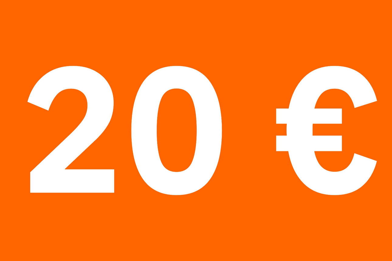 20 Euro auf orangefarbenen Hintergrund