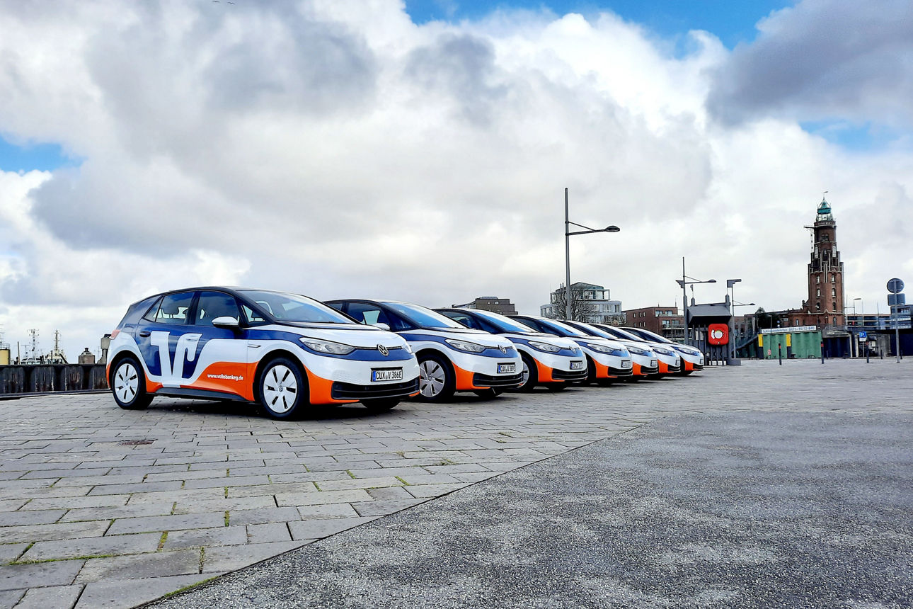 Vollelektrische Kfz der Volksbank im EWD