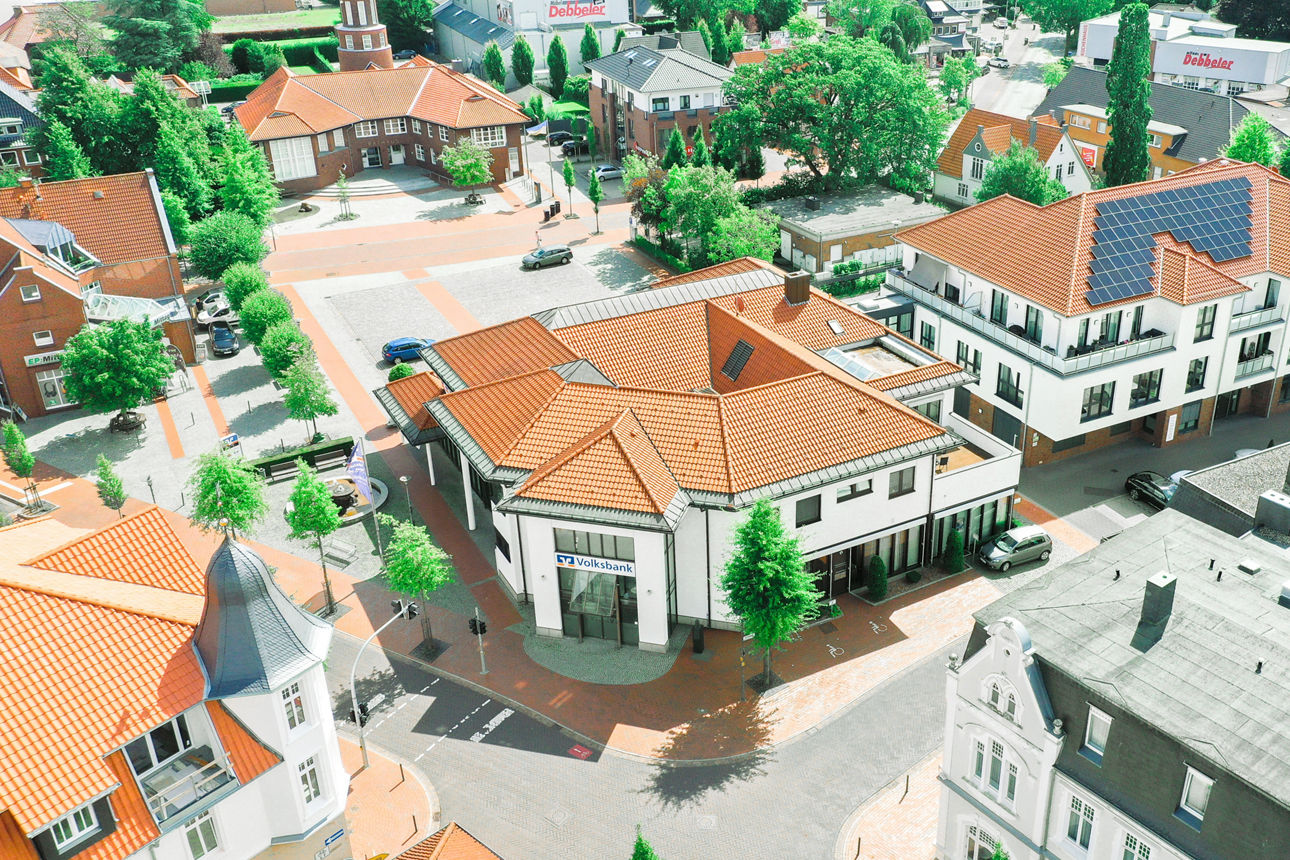 Luftaufnahme aus Richtung des Parkplatzes