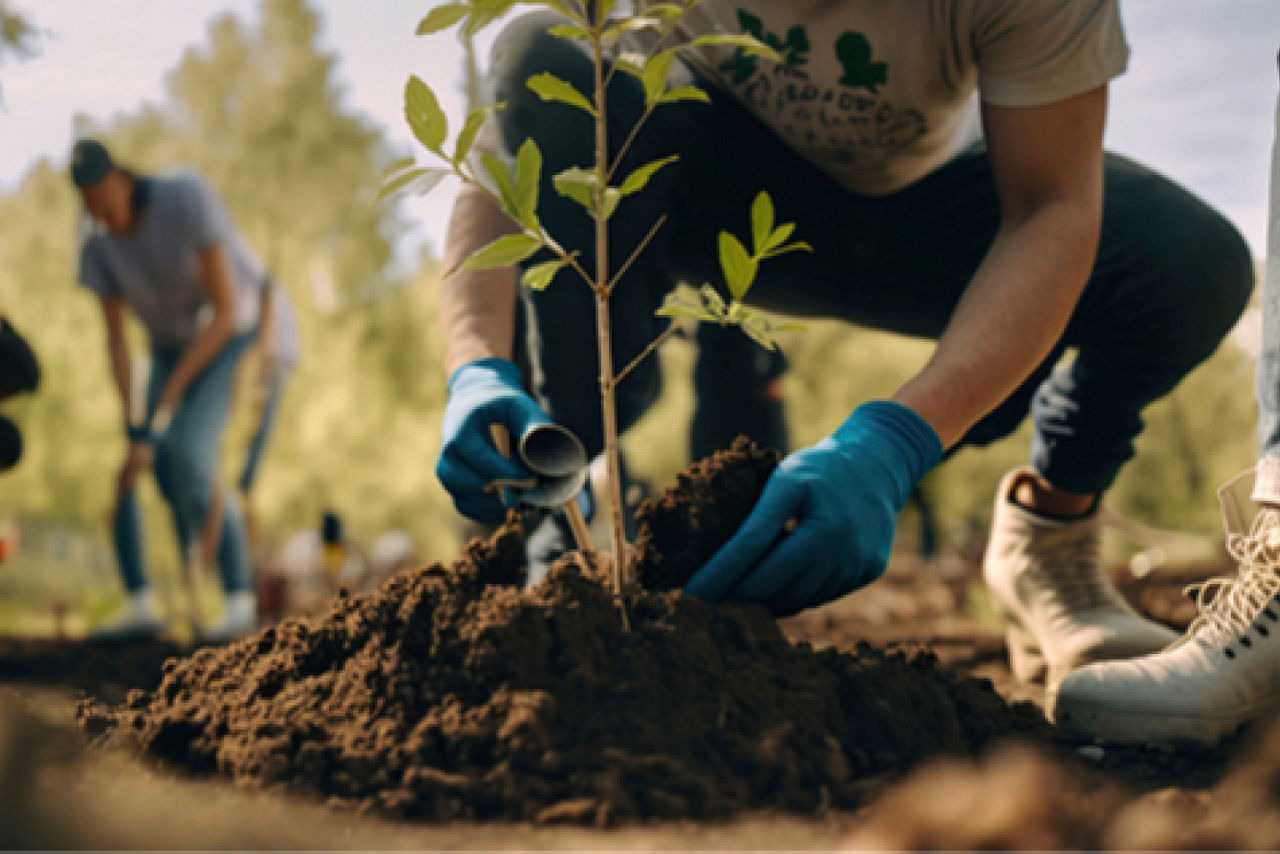 Baum wird eingepflanzt
