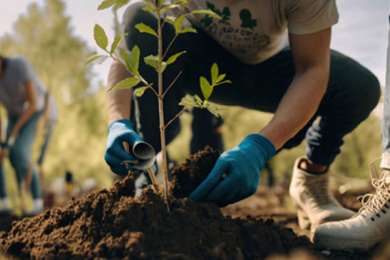 Baum wird eingepflanzt