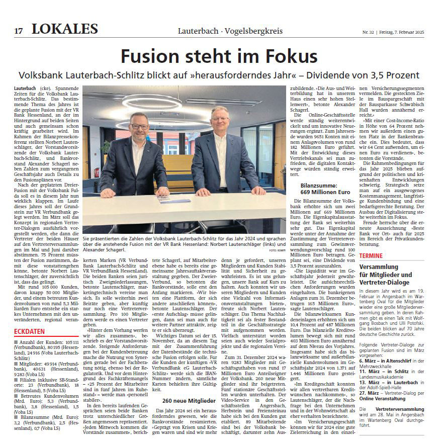 Bild der Zeitungsberichtes aus dem Lauterbacher Anzeiger