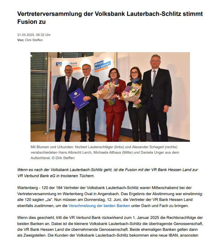 Zeitungsseite aus der Onlineausgabe der Fuldaer Zeitung