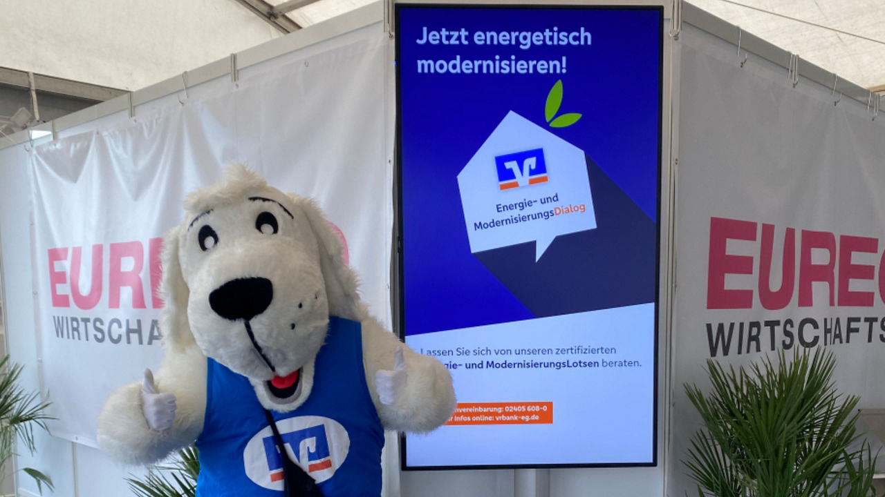 Maskottchen Sam präsentiert den EnergieDialog