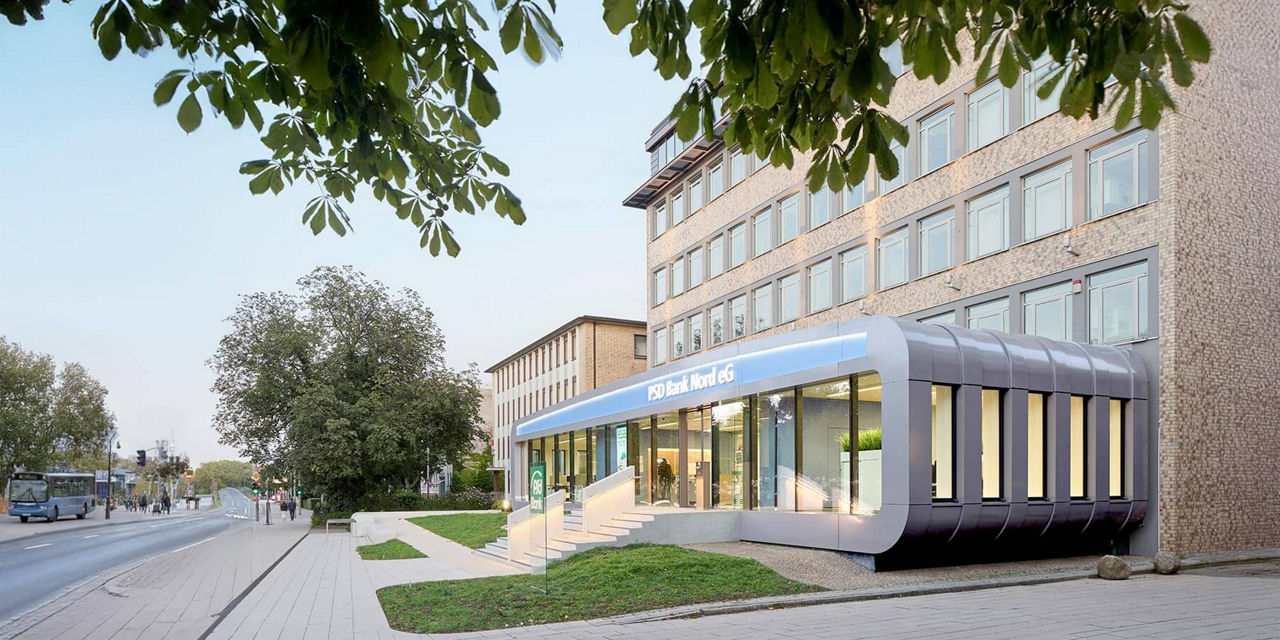 Hauptfiliale der PSD Bank Nord in Hamburg von außen