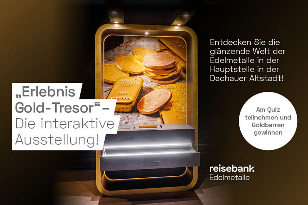 Goldbarren und Goldmünzen in einem Tresor
