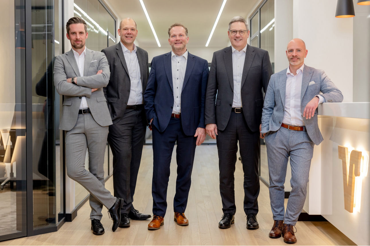 Die Bereichsleiter Michael Noss, Sascha Müller, Rolf Schuster, Andreas Seitz und Patrick Lindner.