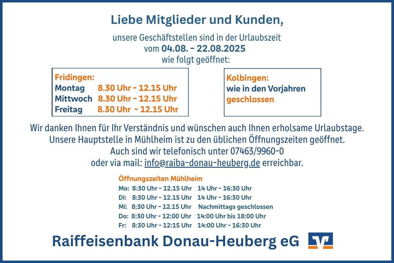 Urlaub Fridingen und Kolbingen 
