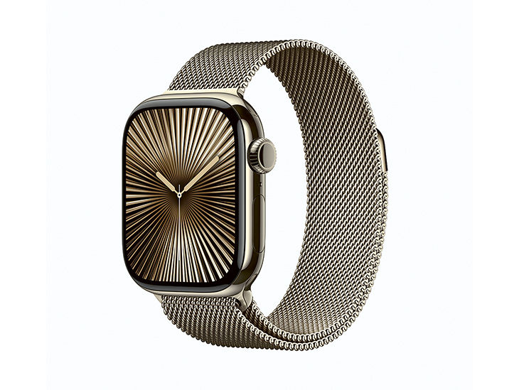 Aktuelles Modell einer Apple Watch mit Milanaise-Armband aus Edelstahl