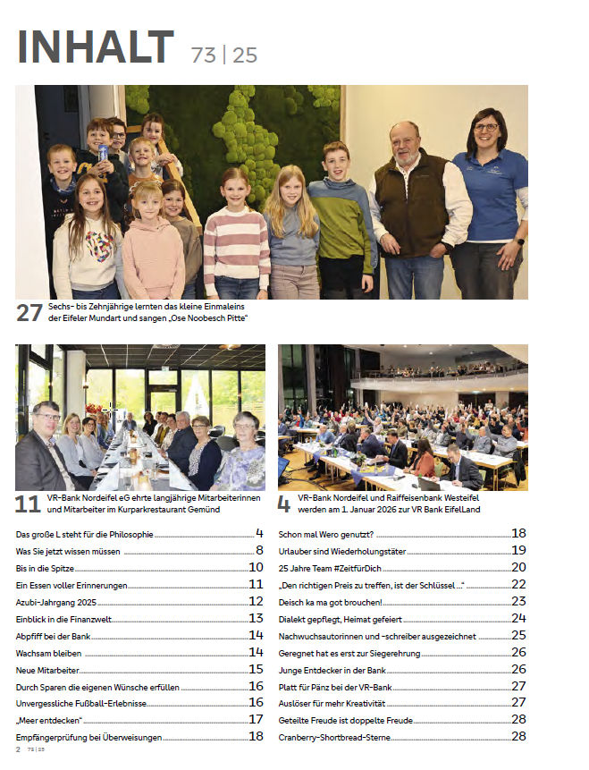 Mitgliederzeitung Dezember 2025 Inhaltsverzeichnis